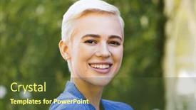  Presentation with happy life - PPT layouts consisting of portrait-of-happy-caucasian-woman background and a tawny brown colored foreground