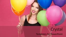  Presentation with cheerful - Cool new presentation theme with portrait of happy cheerful beautiful backdrop and a red colored foreground