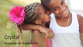  Presentation with children playing - Colorful slide set enhanced with portrait of happy children playing backdrop and a yellow colored foreground