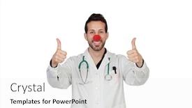  Presentation with clown - Slide set featuring portrait of happy clown doctor isolated over white background background and a white colored foreground