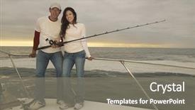  Presentation with full length portrait two men women brown sweater - Amazing PPT theme having portrait of happy couple fishing backdrop and a  colored foreground