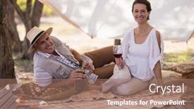  Presentation with safari - Presentation design with portrait-of-happy-couple-having background and a coral colored foreground