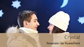  Presentation with stars moon - Amazing slide deck having portrait-of-happy-couple-looking backdrop and a coral colored foreground