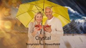  Presentation with under umbrella - Amazing theme having portrait of happy couple under yellow umbrella against autumn changing to winter backdrop and a coral colored foreground