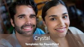  Presentation with super market - PPT layouts enhanced with portrait of happy couple in super market background and a violet colored foreground