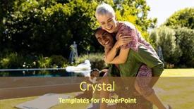  Presentation with party time - PPT theme with portrait-of-happy-diverse-couple background and a tawny brown colored foreground