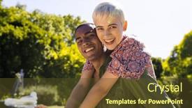  Presentation with party time - Presentation having portrait-of-happy-diverse-couple background and a tawny brown colored foreground