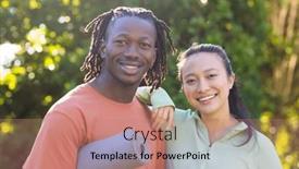  Presentation with free nature - Presentation enhanced with portrait-of-happy-diverse-couple and a coral colored foreground