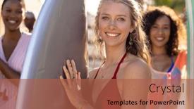  Presentation with space time - PPT theme consisting of portrait-of-happy-diverse-female background and a  colored foreground