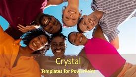  Presentation with space time - PPT layouts featuring portrait-of-happy-diverse-friends background and a tawny brown colored foreground