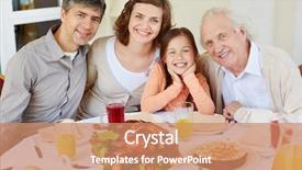  Presentation with happy thanksgiving - Presentation theme featuring portrait of happy family members background and a coral colored foreground