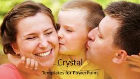  Presentation with members - Theme having portrait of happy family members background and a gold colored foreground