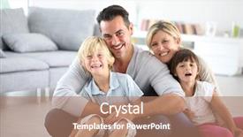  Presentation with floor - PPT layouts featuring portrait of happy family sitting background and a coral colored foreground