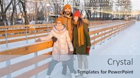  Presentation with portrait happy family smiling - Amazing presentation design having portrait-of-happy-family-smiling backdrop and a light blue colored foreground