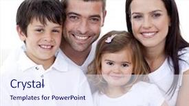  Presentation with portrait happy family smiling - Colorful PPT layouts enhanced with portrait of happy family smiling backdrop and a sky blue colored foreground