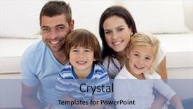  Presentation with portrait happy family smiling - Amazing slides having portrait of happy family smiling backdrop and a light blue colored foreground