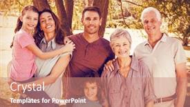  Presentation with family tree - Audience pleasing presentation theme consisting of portrait of happy family in park by tree backdrop and a coral colored foreground