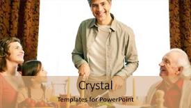  Presentation with portrait happy family smiling - Audience pleasing presentation consisting of portrait of happy family by festive table on holiday evening smiling man cutting roasted turkey backdrop and a coral colored foreground