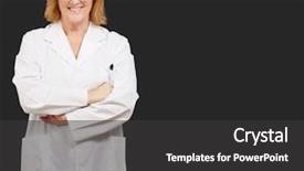  Presentation with doctor black children - PPT layouts having portrait of happy female doctor background and a dark gray colored foreground