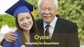  Presentation with grandfather - Presentation design having portrait of happy female graduate background and a tawny brown colored foreground