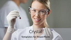  Presentation with lab test - PPT layouts with portrait of happy female lab background and a lemonade colored foreground