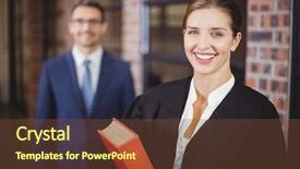  Presentation with lawyer - Slides having portrait of happy female lawyer background and a tawny brown colored foreground