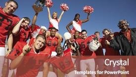  Presentation with football coach - Beautiful presentation theme featuring portrait of happy football team backdrop and a tawny brown colored foreground