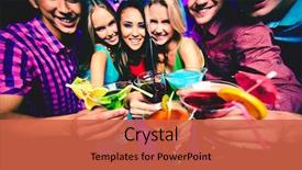  Presentation with friends - Slide deck consisting of portrait of happy friends background and a red colored foreground