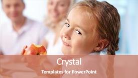 Presentation with apple - Beautiful presentation theme featuring portrait of happy girl eating backdrop and a  colored foreground