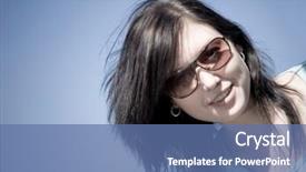  Presentation with sky blue - Audience pleasing presentation theme consisting of portrait-of-happy-girl backdrop and a ocean colored foreground