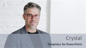  Presentation with good - Slides consisting of portrait-of-happy-good-looking background and a light gray colored foreground