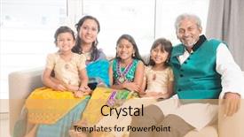  Presentation with indian traditional - Amazing slide deck having portrait of happy indian family backdrop and a coral colored foreground