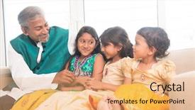  Presentation with family children - Beautiful PPT layouts featuring portrait of happy indian family backdrop and a  colored foreground