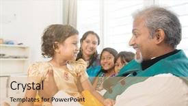  Presentation with portrait of indian macaque monkey - PPT layouts enhanced with portrait of happy indian family background and a  colored foreground
