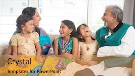  Presentation with portrait of indian macaque monkey - Amazing slide deck having portrait of happy indian family backdrop and a  colored foreground