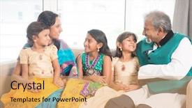  Presentation with portrait of indian macaque monkey - PPT layouts featuring portrait of happy indian family background and a  colored foreground