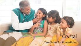  Presentation with family children - Audience pleasing presentation theme consisting of portrait of happy indian family backdrop and a  colored foreground