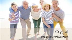  Presentation with family day - PPT theme featuring portrait of happy intergenerational family background and a lemonade colored foreground