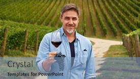  Presentation with vineyard - PPT theme consisting of portrait-of-happy-man background and a  colored foreground