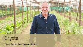  Presentation with farm - Theme with portrait-of-happy-mature-male background and a coral colored foreground