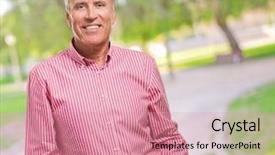  Presentation with happy sad face man - Beautiful theme featuring portrait of happy mature man backdrop and a  colored foreground