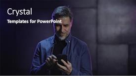  Presentation with older adult - Slide deck featuring portrait-of-happy-mature-man background and a wine colored foreground