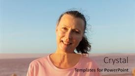  Presentation with sunny sky - Slide deck enhanced with portrait-of-happy-mature-middle background and a coral colored foreground