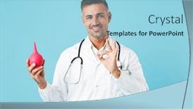  Presentation with medical - Slide deck featuring portrait-of-happy-medical-specialist background and a light blue colored foreground