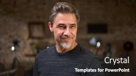  Presentation with aged - Slides enhanced with portrait-of-happy-middle-aged background and a  colored foreground