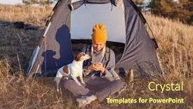  Presentation with aged - Presentation theme enhanced with portrait-of-happy-middle-aged background and a  colored foreground