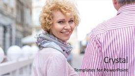  Presentation with aged - Slide deck with portrait of happy middle-aged background and a lemonade colored foreground