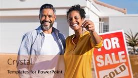  Presentation with horse racing portrait - PPT theme having portrait-of-happy-mixed-race background and a gold colored foreground