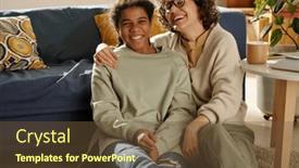  Presentation with mom and newborn - Presentation enhanced with portrait-of-happy-mom-spending background and a tawny brown colored foreground