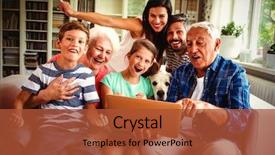  Presentation with generation - Presentation theme with portrait of happy multi generation background and a red colored foreground